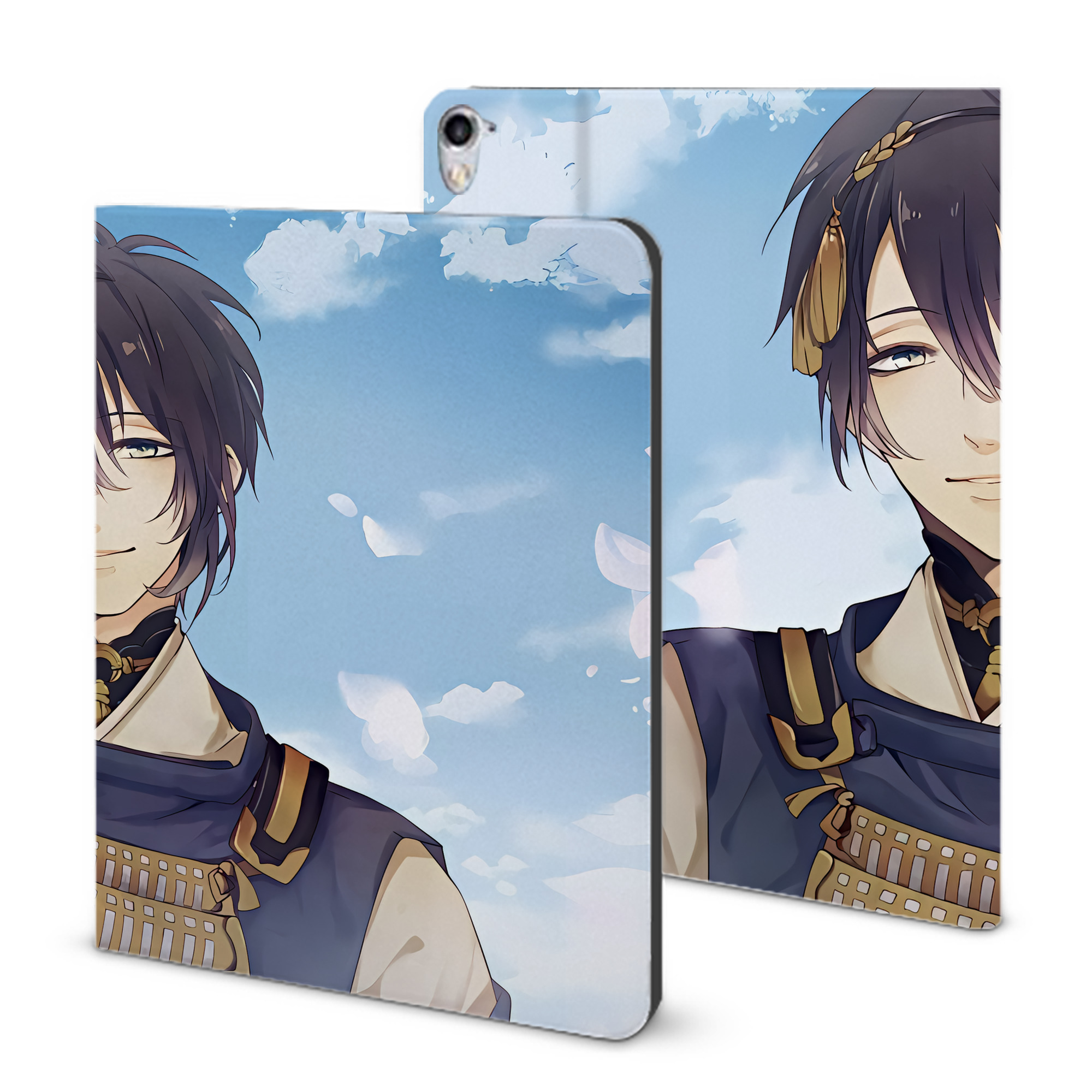 （画像用） 刀剣乱舞 Touken Ranbu IPad ケース ブック型 PUレザー TPU 耐衝撃 軽量 薄型 ペン収納なし 全面保護 IPad 各モデル対応
